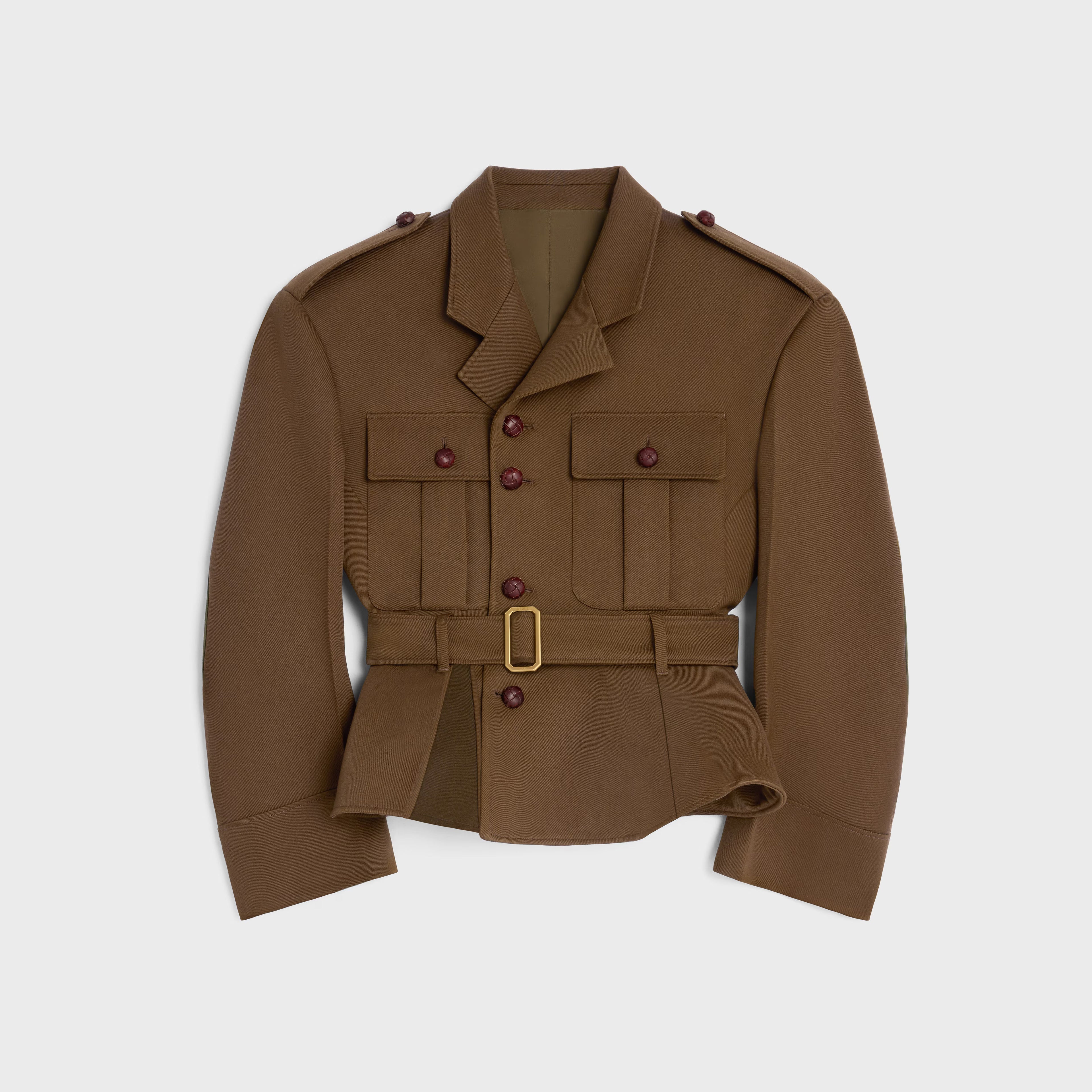 Celine Wool Peplum Jacket — Brown