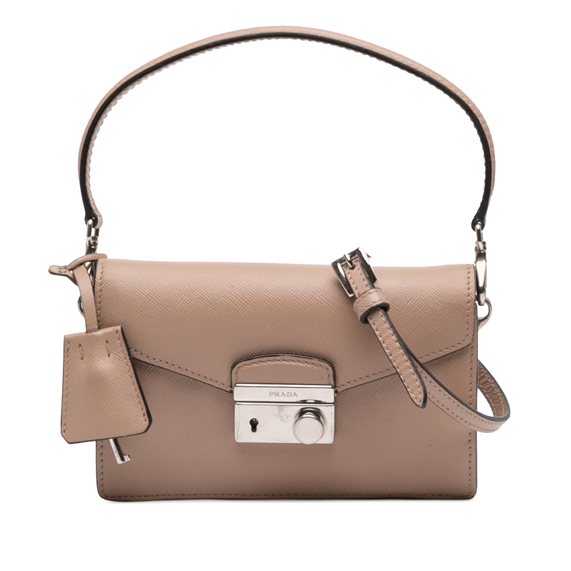 Mini Saffiano Lux Sound Lock Satchel
