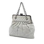 Iridescent Calfskin Chic Quilt Frame Satchel