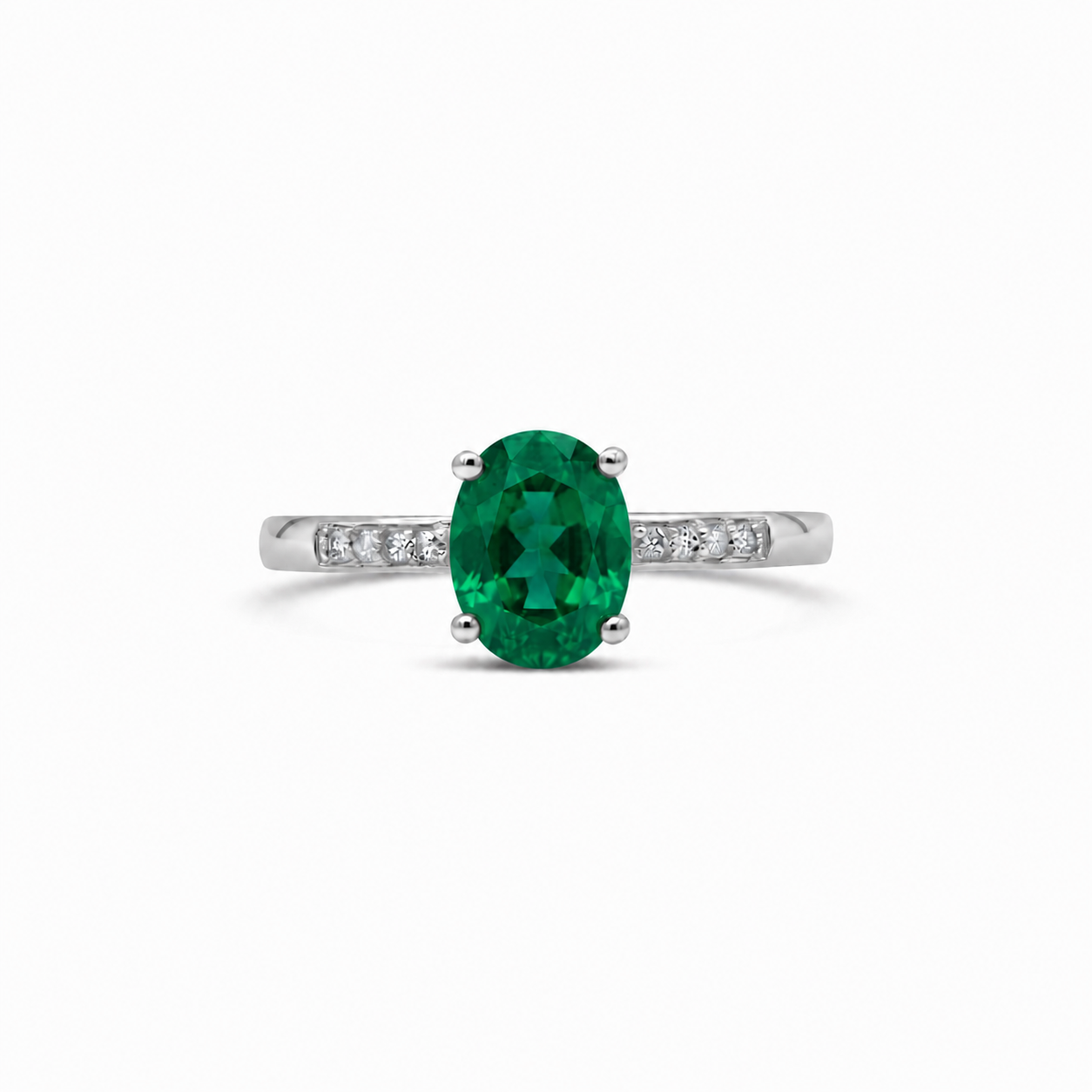 Oval Emerald and Diamond Ring