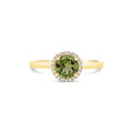 Peridot and Diamond Halo Ring