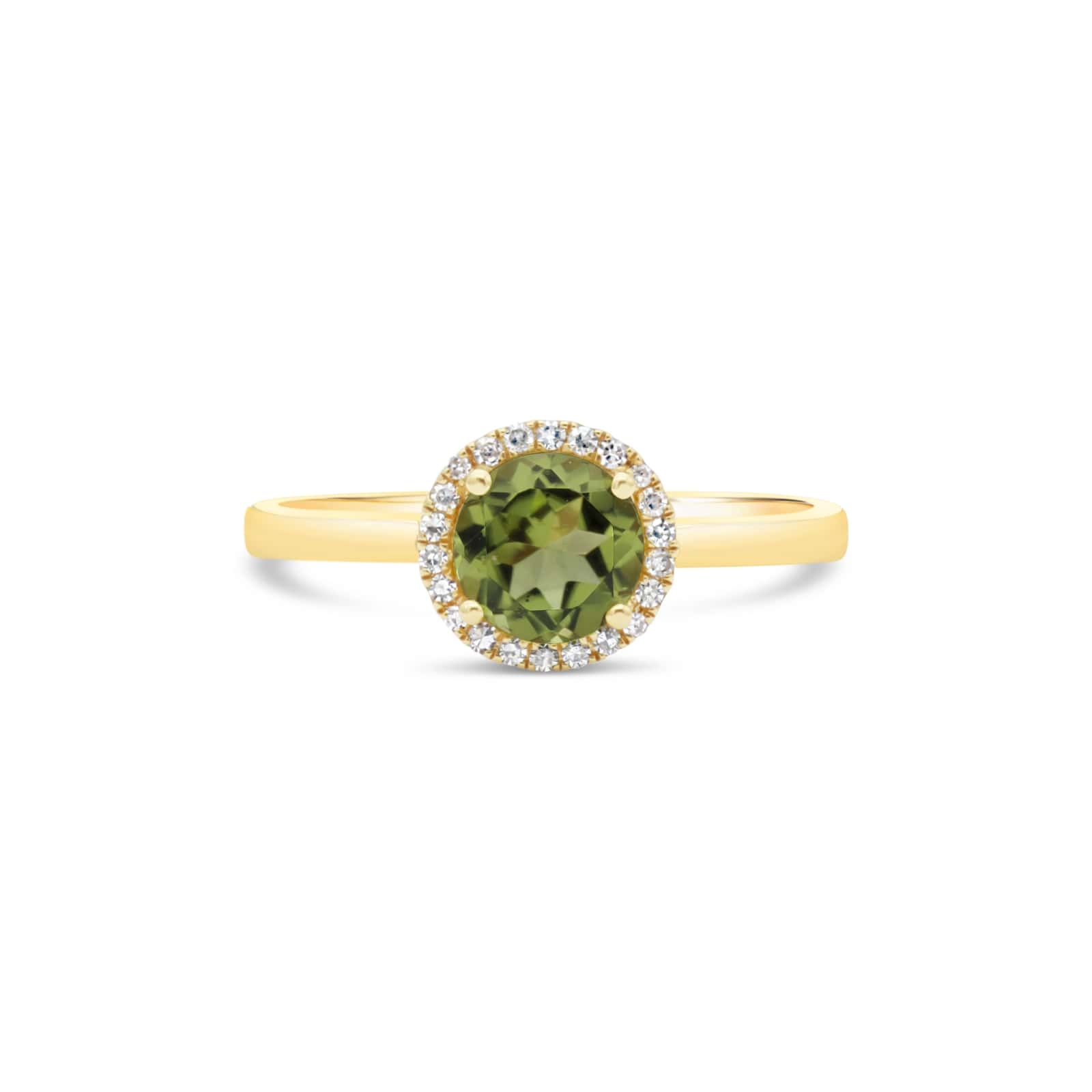 Peridot and Diamond Halo Ring