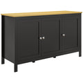 Buffet Cabinet with Doors & 2 Adjustable Shelves, Black & Natural