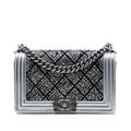 Old Medium Calfskin Crystal Embellished Boy Flap