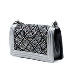 Old Medium Calfskin Crystal Embellished Boy Flap