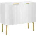 Accent Sideboard Storage Cabinet w/ Gold Legs, Soft Close & Adjustable Shelves, White