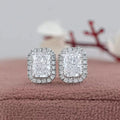 Radiant Diamond Halo Stud Earrings