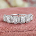 Radiant Cut Halo Half Eternity Wedding Band