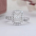 Radiant Cut Halo Solitaire Accent Engagement Ring