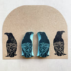 Rubber stamp set of Ravens with branch and moon phases