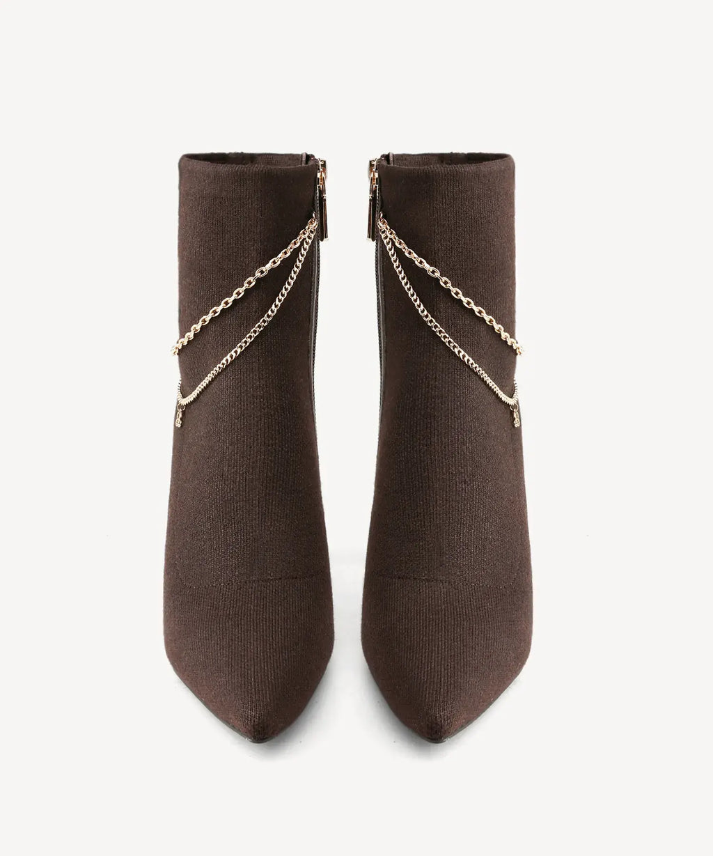 Trendy Chain Luxe Pointed Toe Ankle Boot