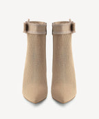 BelleKnit Bow Pointed Toe Heeled Ankle Boot