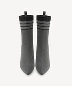 KnitBand Pointed Toe Heeled Ankle Boot