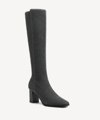 Cozy Woven Square Toe Block Heel High Boot