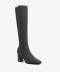 Cozy Woven Square Toe Block Heel High Boot - Dark Grey / US 6.5 | EU 37 | UK 4.5
