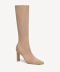 Textured Woven Pointed Toe Heeled High Boot - Apricot / US 7.5 | EU 38 | UK 5.5