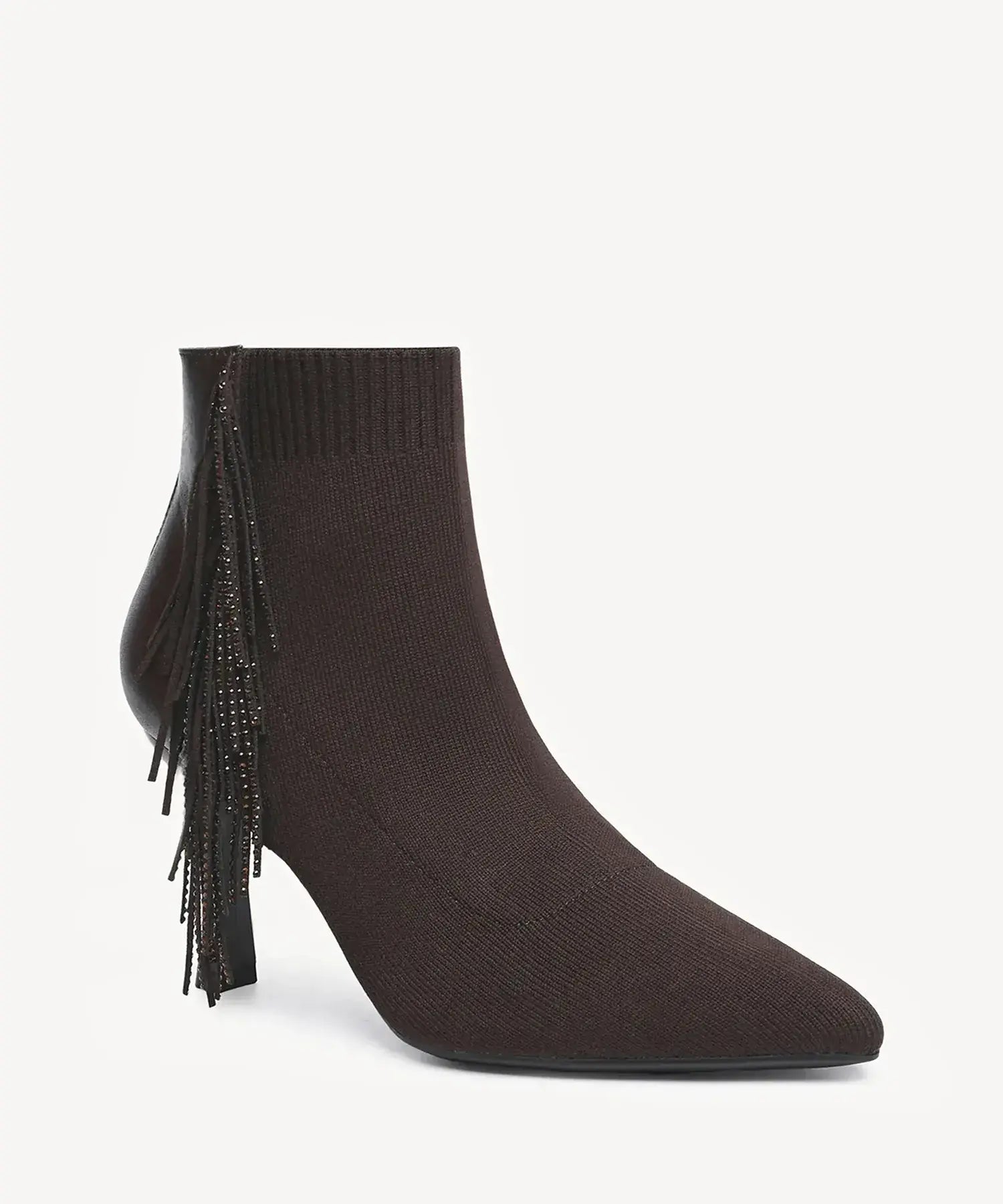 SparkleFlow Pointed Toe Heeled Ankle Boot - Coffee / US 5 | EU 35 | UK 3