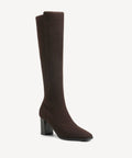 Cozy Woven Square Toe Block Heel High Boot - Coffee / US 8 | EU 39 | UK 6