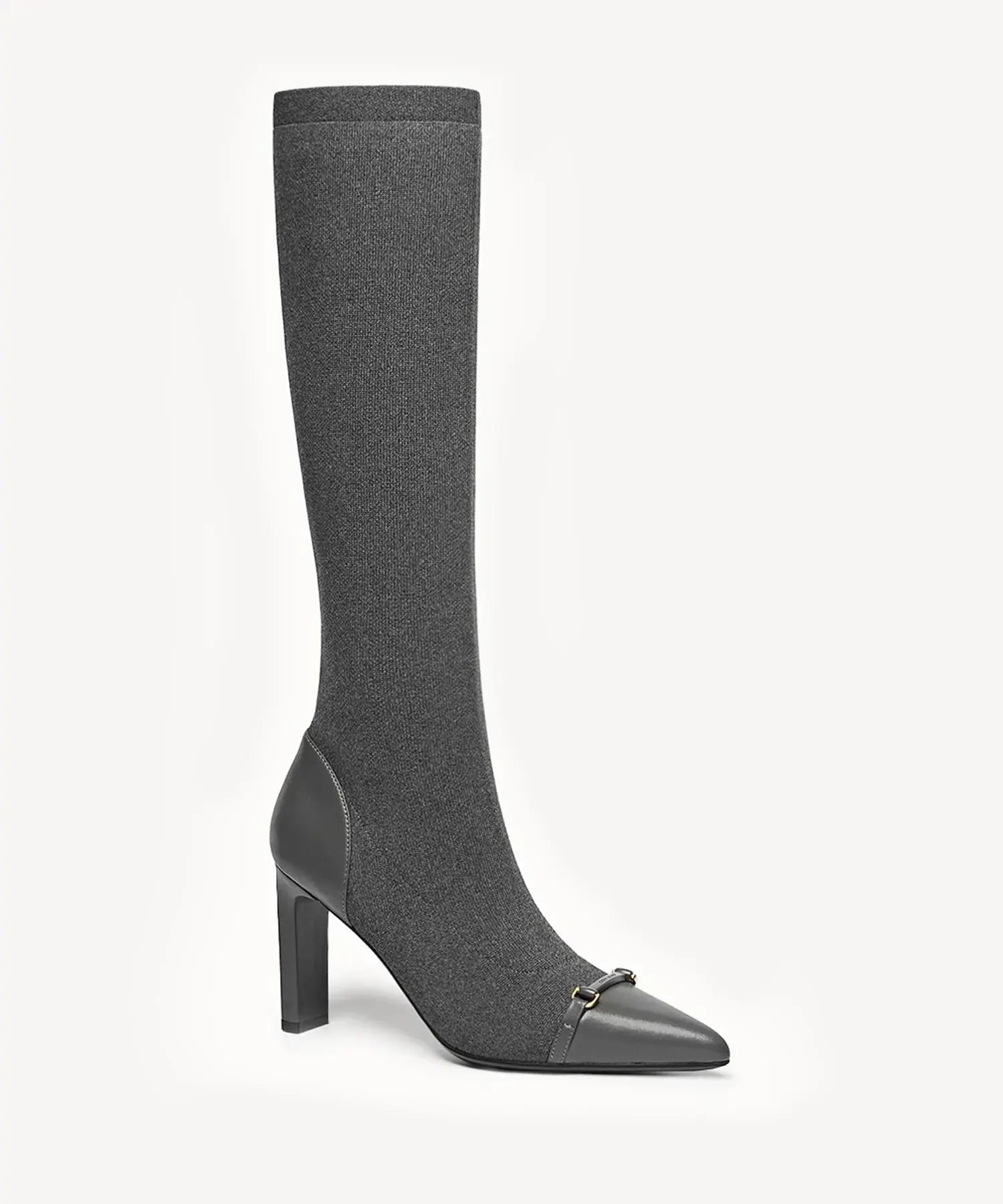 LuxeBit Pointed Toe Heeled High Boot - Dark Grey / US 9 | EU 40 | UK 7