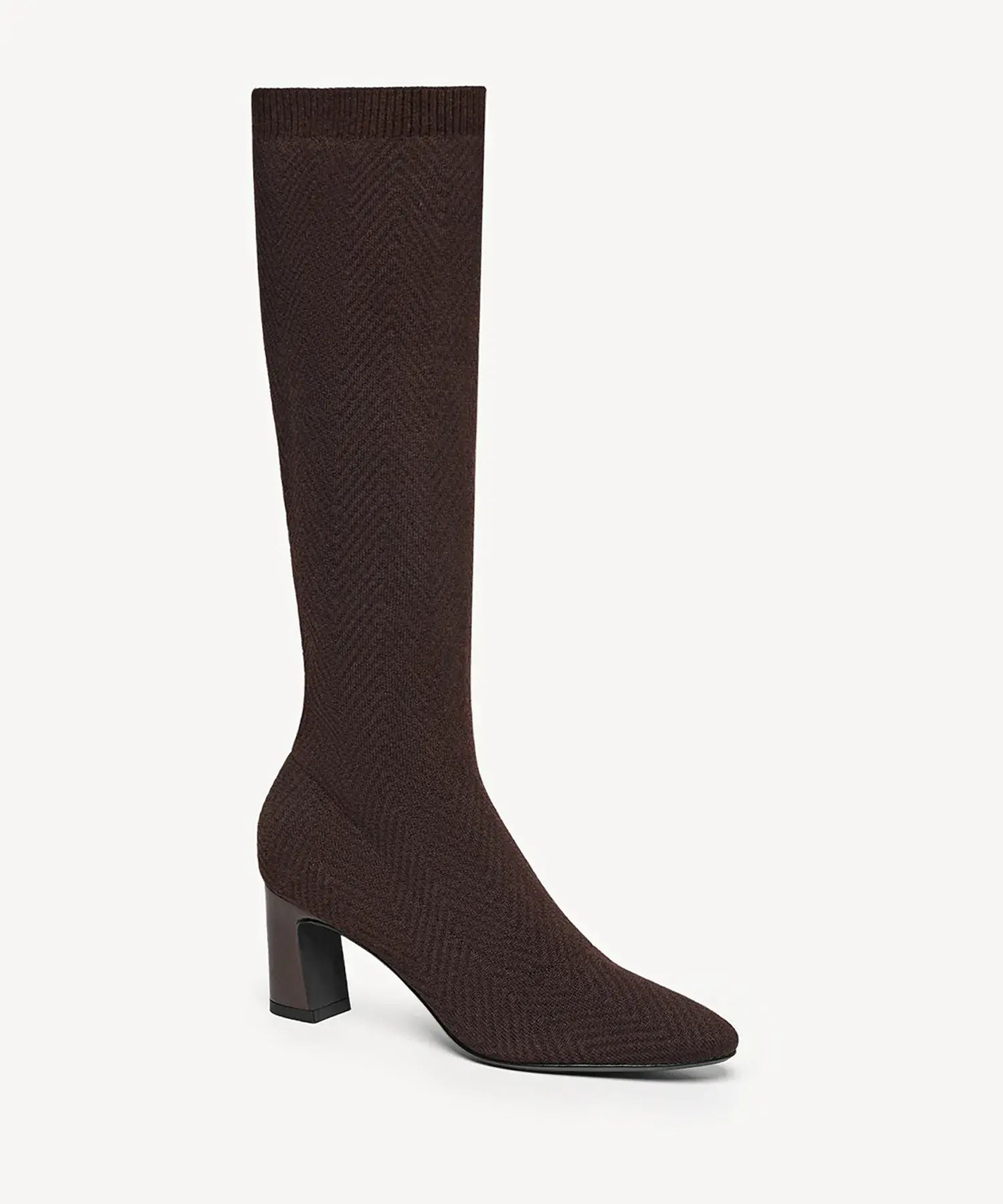 ThermoGrace Pointed Toe Block Heeled High Boot - Coffee / US 7 | EU 37.5 | UK 5