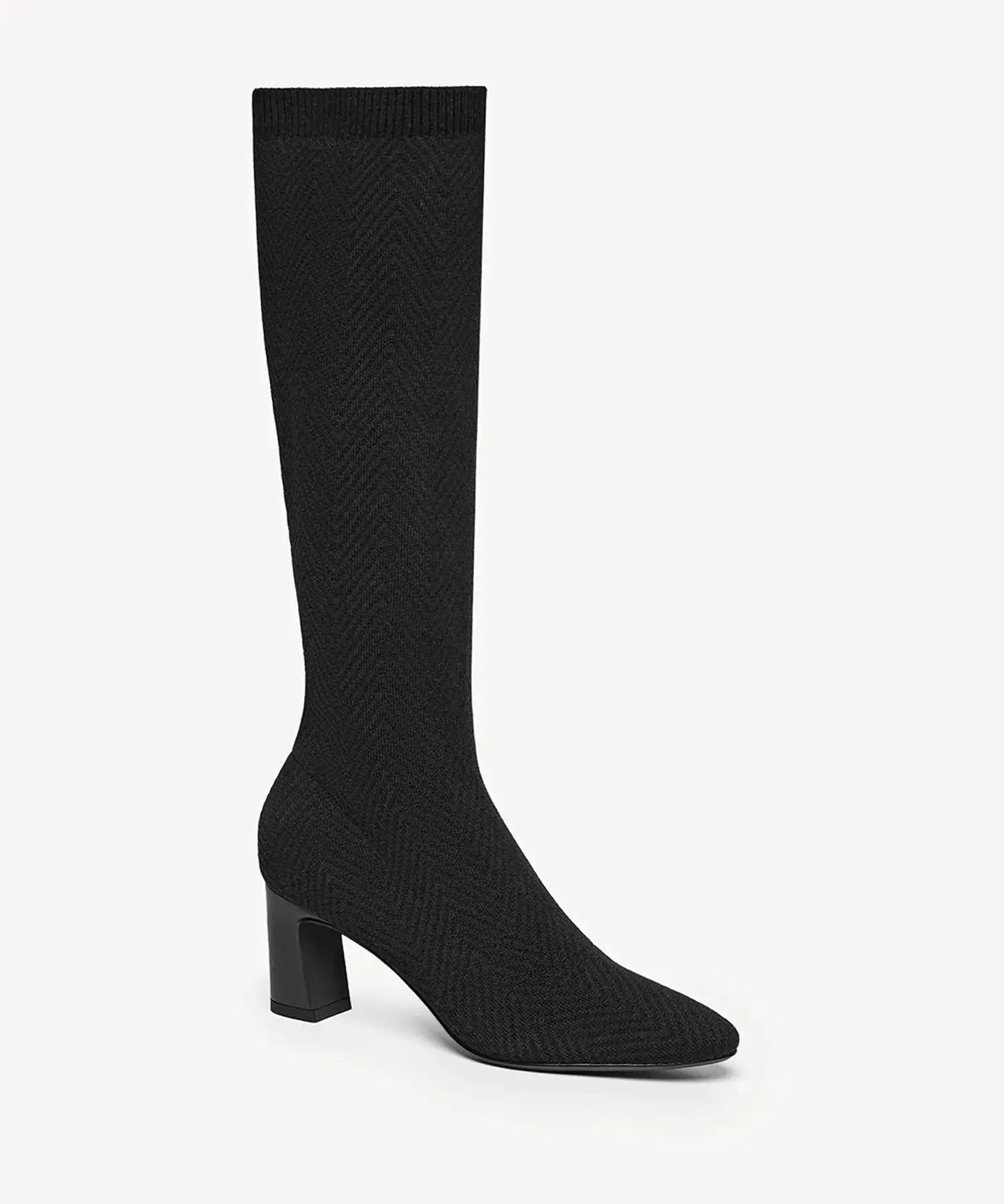 ThermoGrace Pointed Toe Block Heeled High Boot - Black / US 7 | EU 37.5 | UK 5
