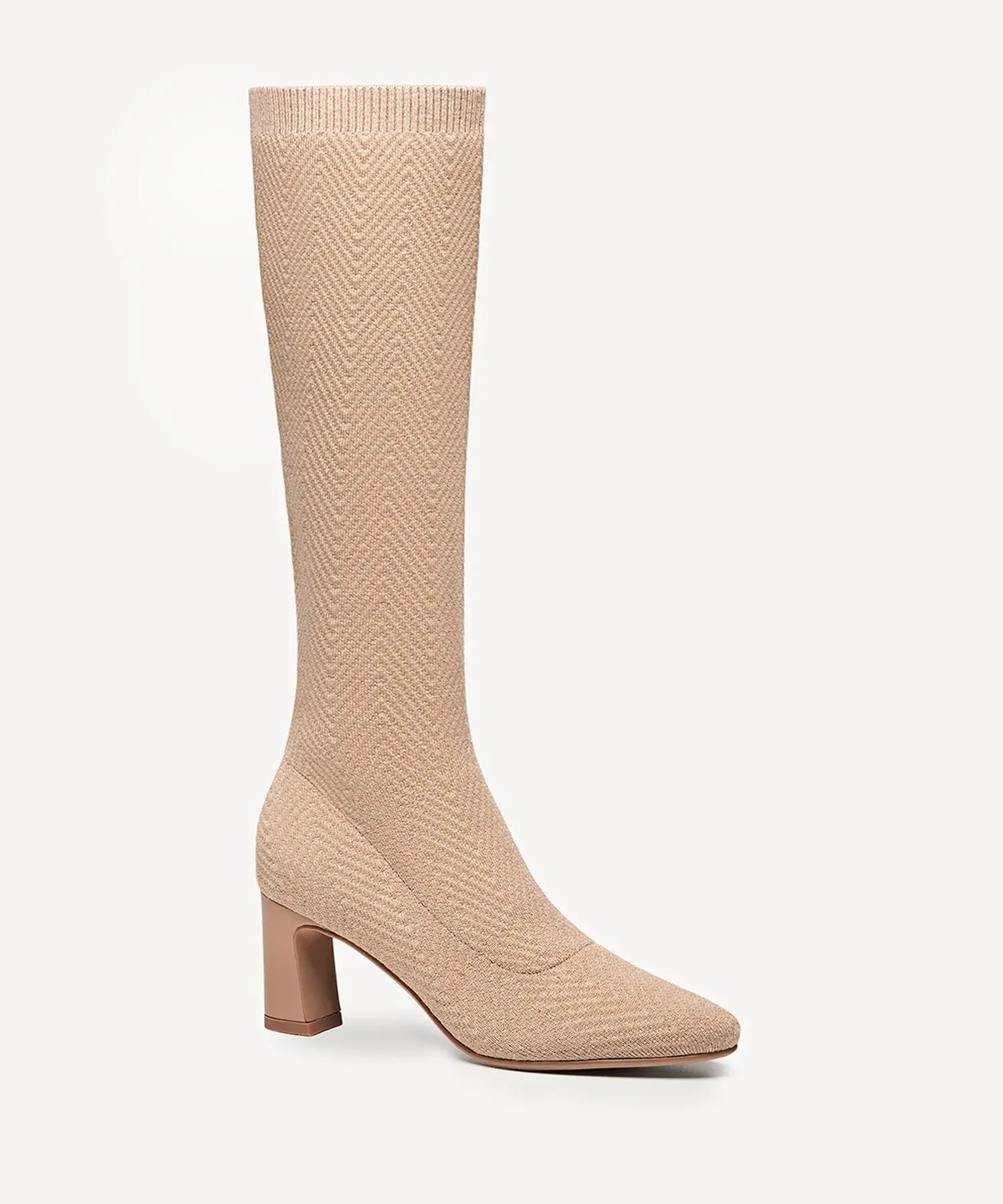 ThermoGrace Pointed Toe Block Heeled High Boot - Apricot / US 8 | EU 39 | UK 6