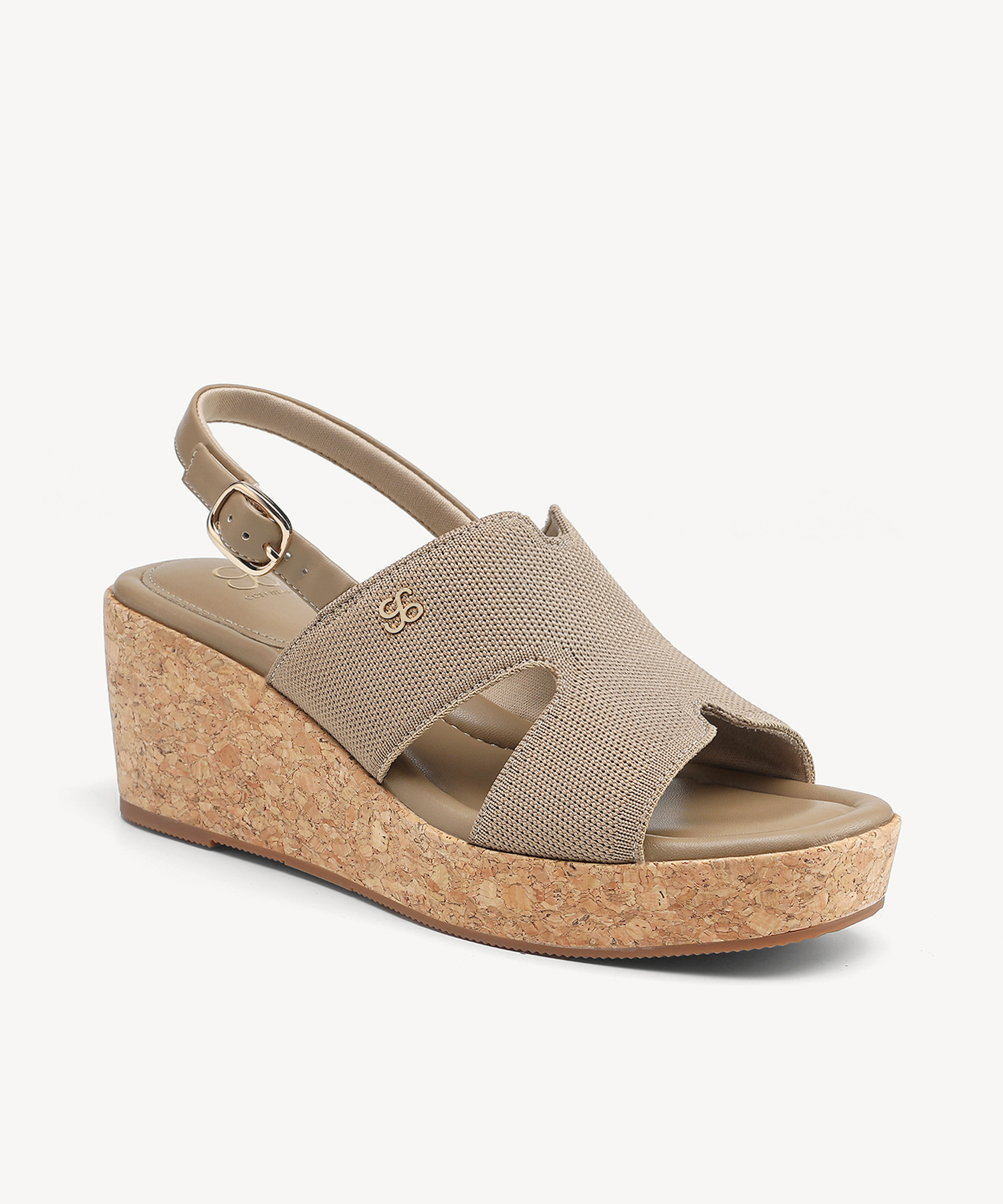 CorkLuxe H-Band Square Toe Wedge Sandal - Apricot / US 5 | EU 35 | UK 3