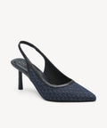 GraceWeave Pointed Toe Stiletto Heeled Slingback - Lattice Navy / US 7.5 | EU 38 | UK 5.5