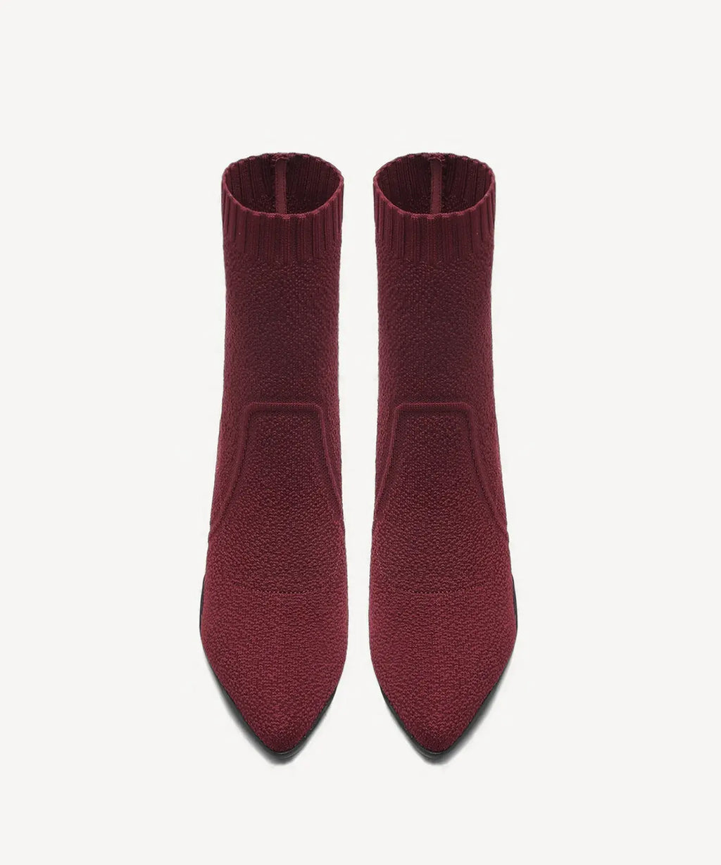 BelleVoyage Block Pointed Toe Sock Ankle Boot