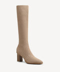 BelleVoyage Block Pointed Toe Heeled High Boot - Apricot / US 7 | EU 37.5 | UK 5