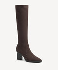 BelleVoyage Block Pointed Toe Heeled High Boot - Coffee / US 6 | EU 36.5 | UK 4