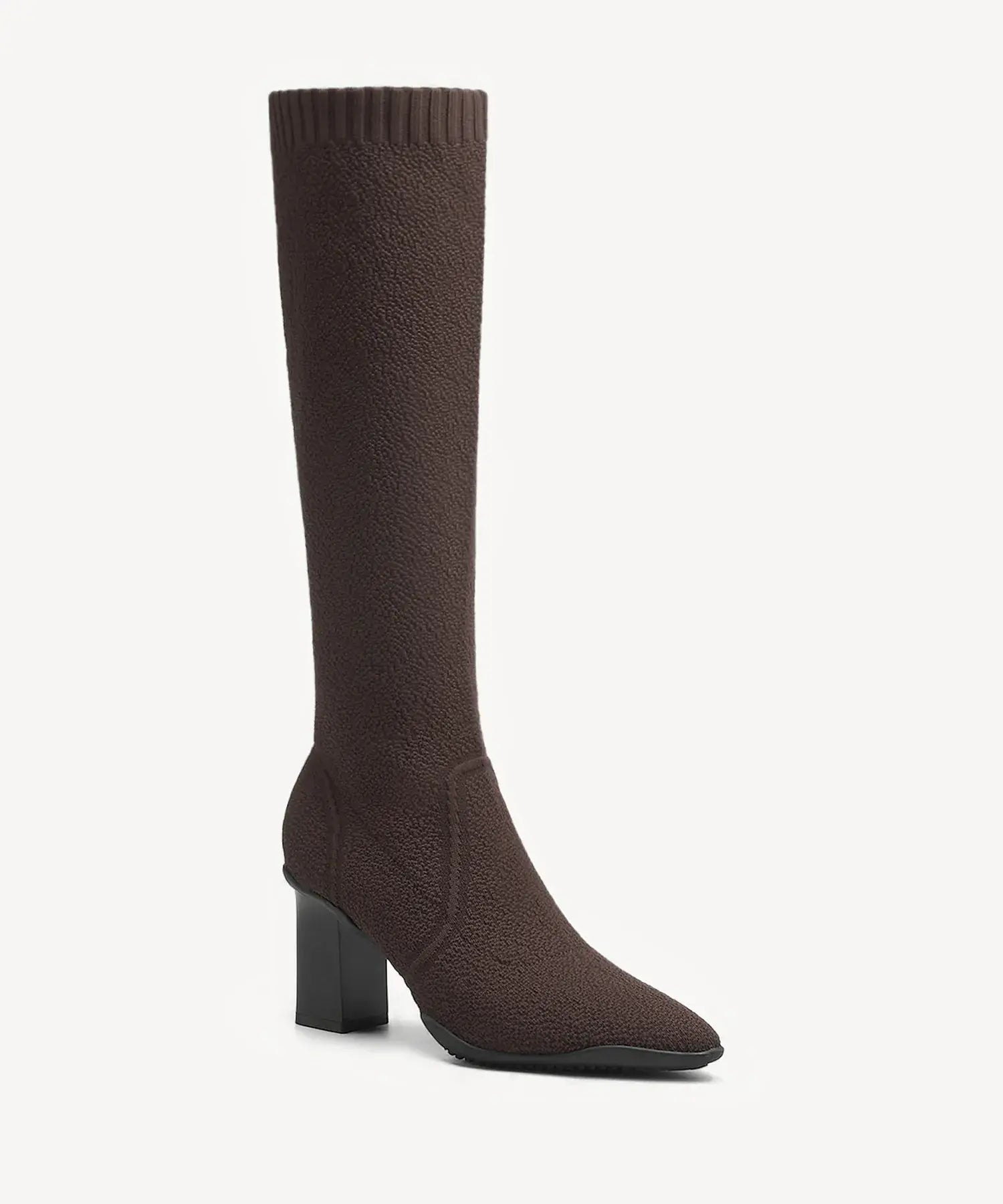 BelleVoyage Block Pointed Toe Heeled High Boot - Coffee / US 9 | EU 40 | UK 7