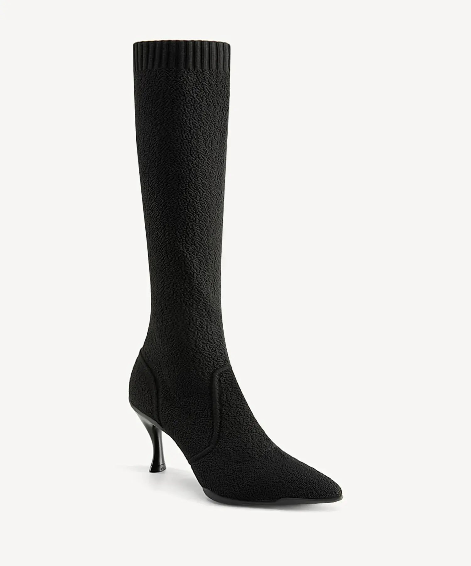 BelleVoyage Minimalist Pointed Toe Heeled Long Boot - Black / US 6 | EU 36.5 | UK 4