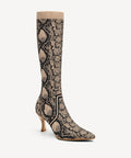 BelleVoyage Minimalist Pointed Toe Heeled Long Boot - Apricot Snake Print / US 6.5 | EU 37 | UK 4.5
