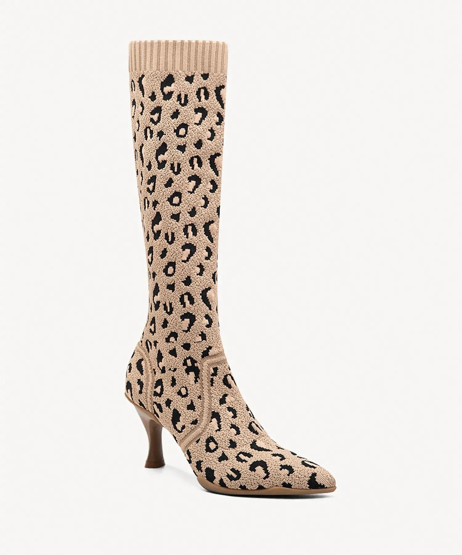 BelleVoyage Minimalist Pointed Toe Heeled Long Boot - Leopard / US 9.5 | EU 41 | UK 7.5