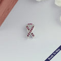 Red Round Gemstone Cancer Ribbon Pendant