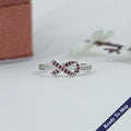 Red Round Gemstone Cancer Ribbon Ring