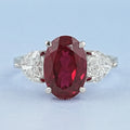 3 Stone Oval Ruby Lab Gemstone Ring