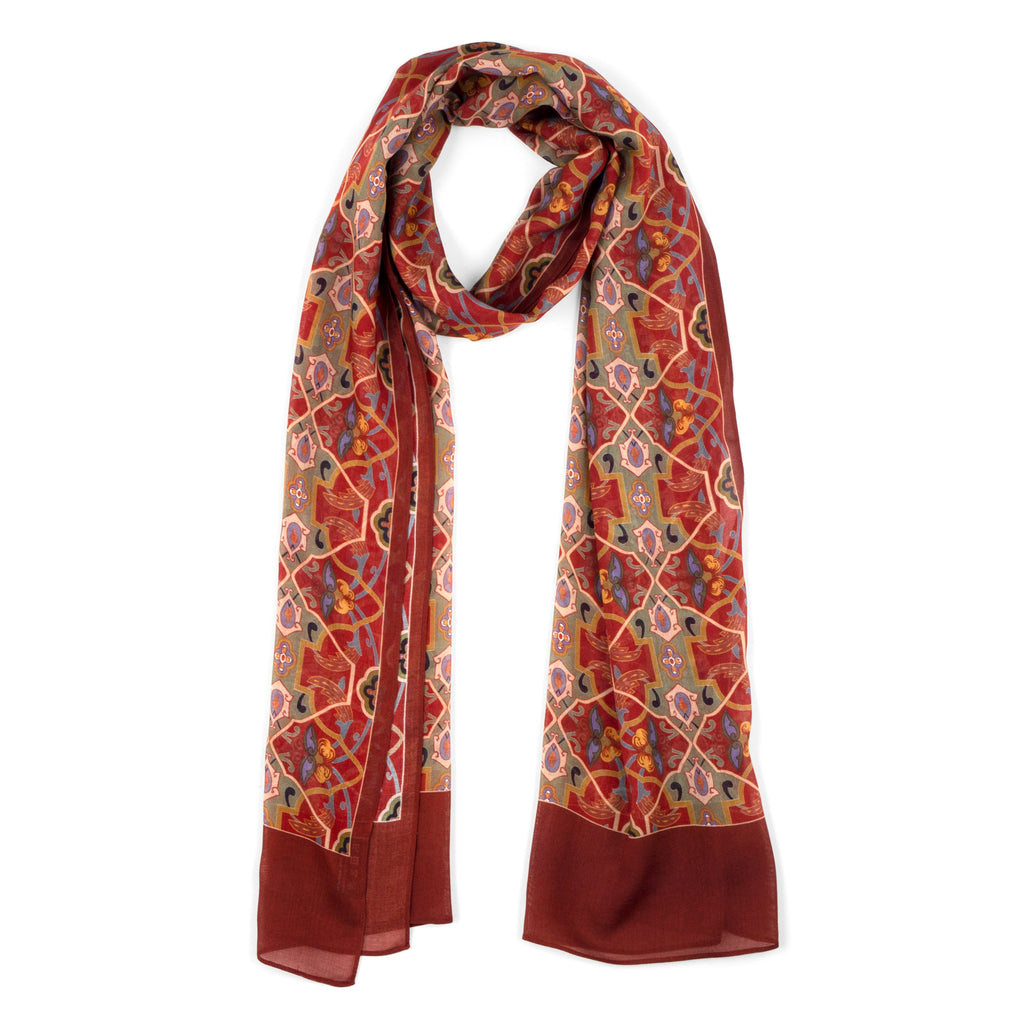 Red Scarf with Floral Print Samra