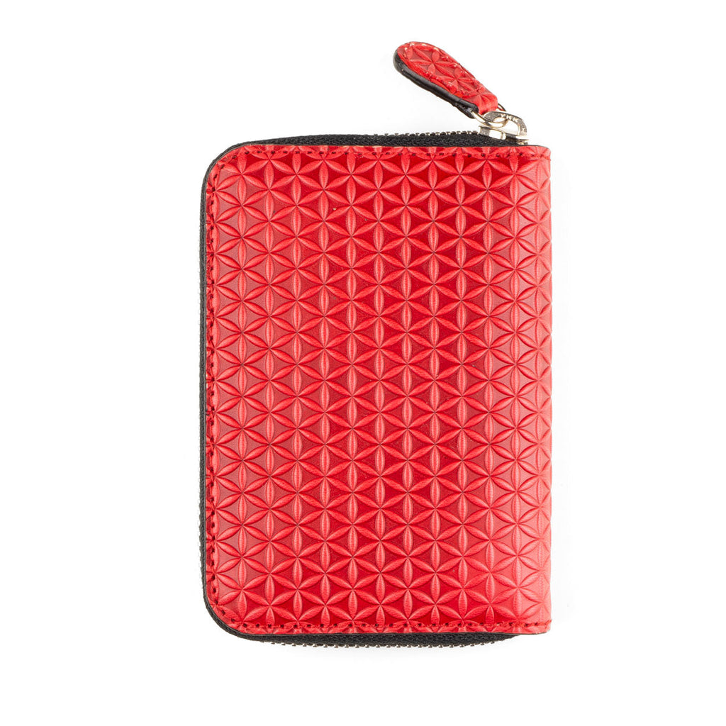 Red Small Leather Wallet Embossed