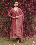 Red Anargul Anarkali By KYNAH, Luxury Indian Fashion & Bridal Wear