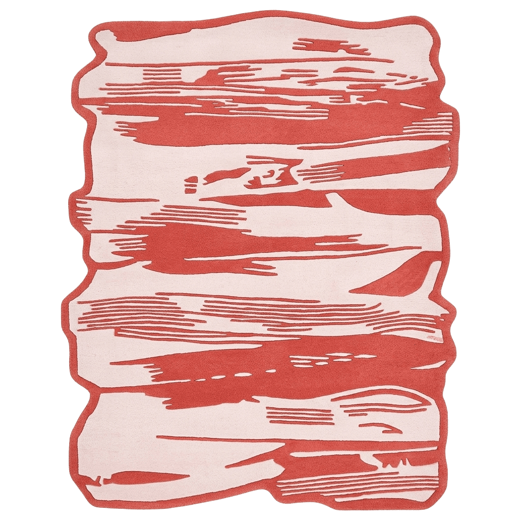 Red Brushstroke Hand Tufted Rug