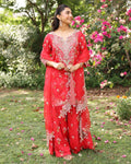 Red Paisley Sharara By KYNAH, Luxury Indian Fashion & Bridal Wear