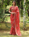Red Wedding Bloom Sari By KYNAH, Luxury Indian Fashion & Bridal Wear