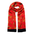 Red Silk Scarf with Abstract Floral Print Kabuki