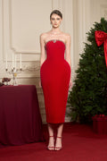 Vision Velvet Dome-Neckline Bodycon Dress