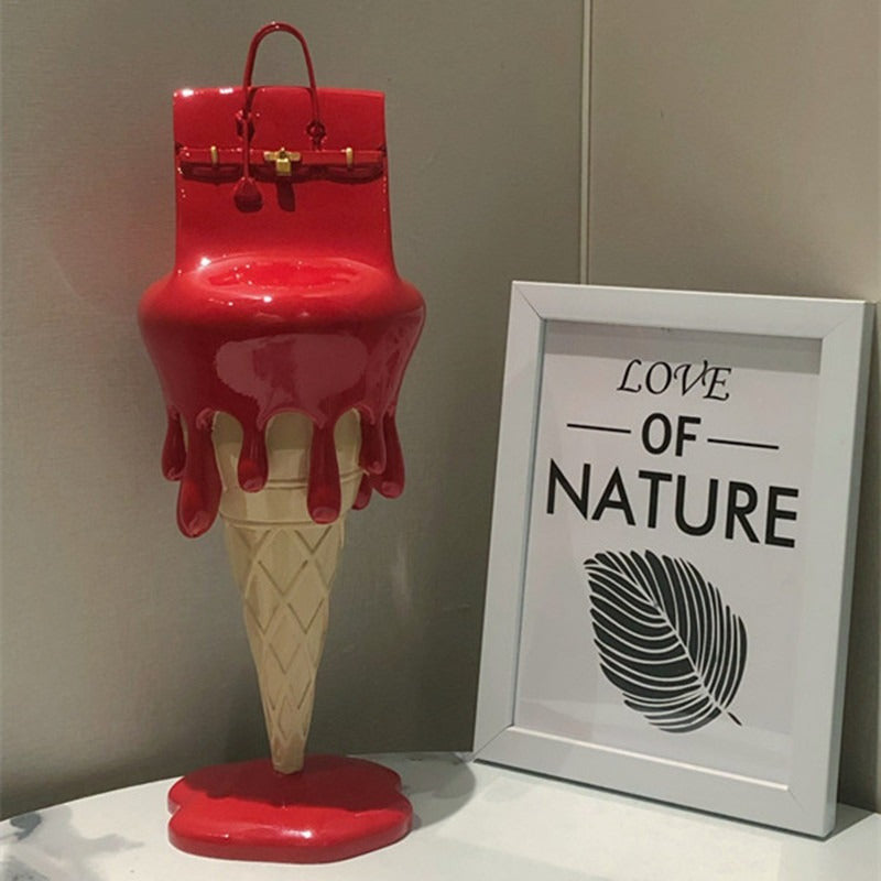 ArtZ® So Fancy Ice Cream Bag Sculpture - Red / 12 inch by 4.5 inch by 4.5 inch (30.5 x 11.5 x 11.5 cm)