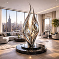 OSO Stainless Steel Reflection Flame Sculpture - Height: 108 inch (274 cm)