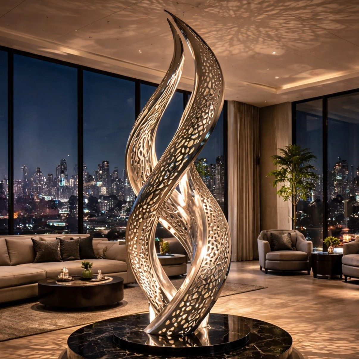 OSO Stainless Steel Reflective DNA Sculpture