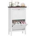Narrow Shoe Cabinet with 2 Flip Drawers, Adjustable Shelf, Fits 8-12 Pairs White